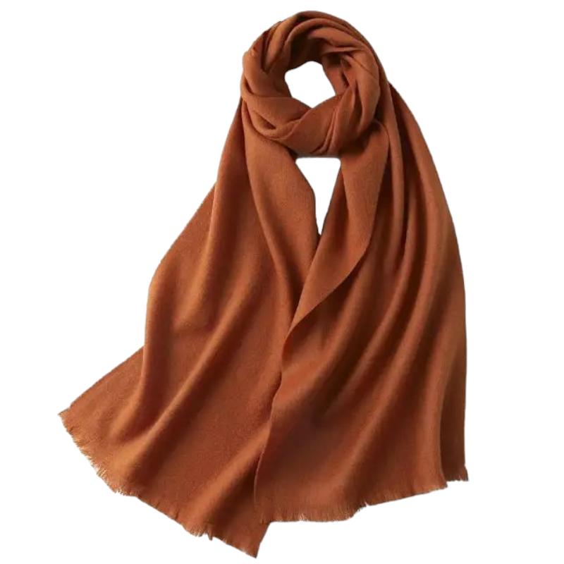 Echarpe Laine Fine Femme Orange Terre Cuite 32*190cm