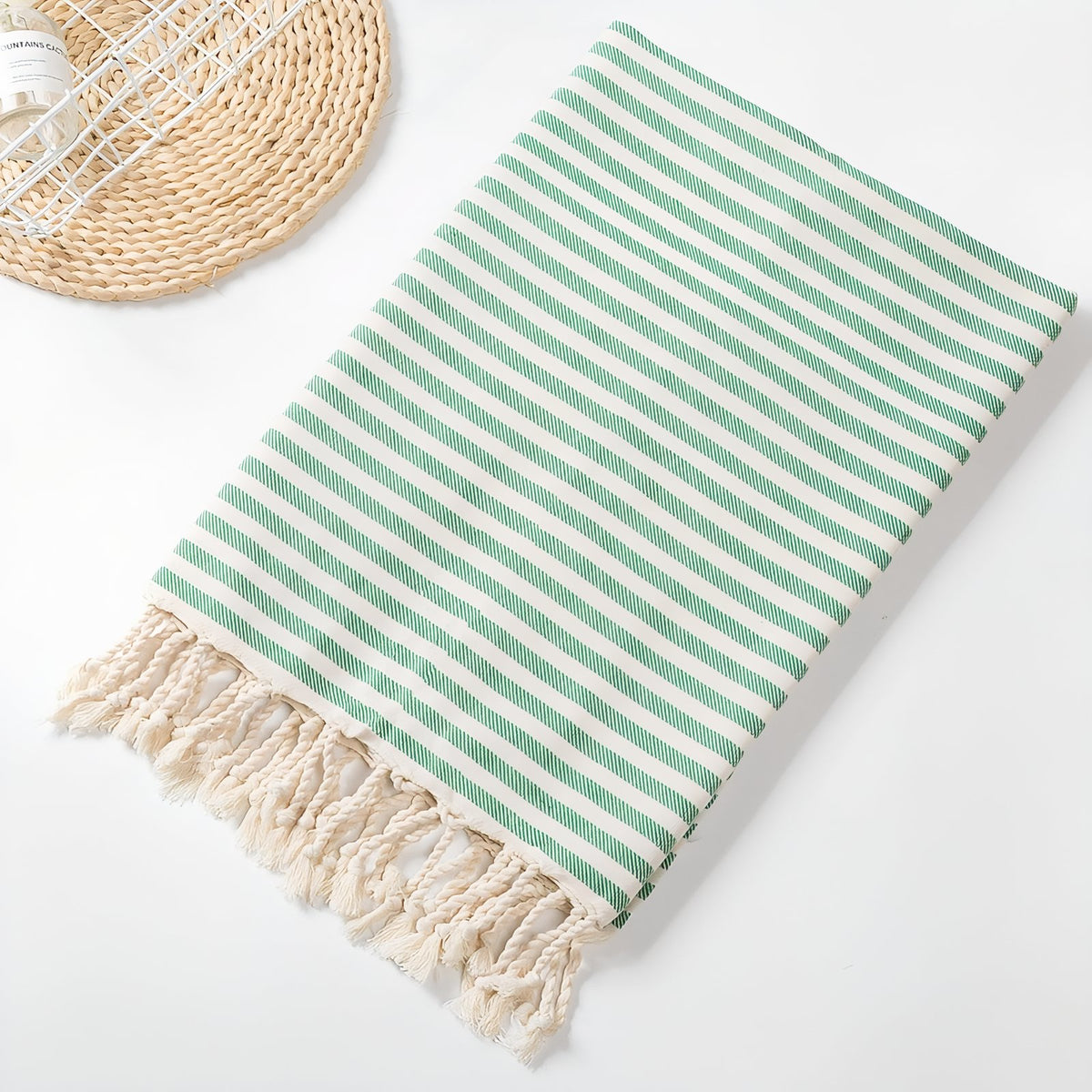 Fouta de Plage Coton gros plan franges - Vert - Jaune Vif - Bleu - Jaune Clair - Bleu Marine - Orange - Noir - Rouge