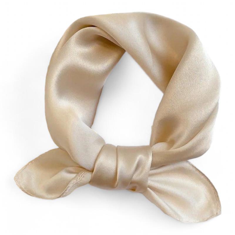 Petit Foulard en Soie Femme Ivoire 53*53cm