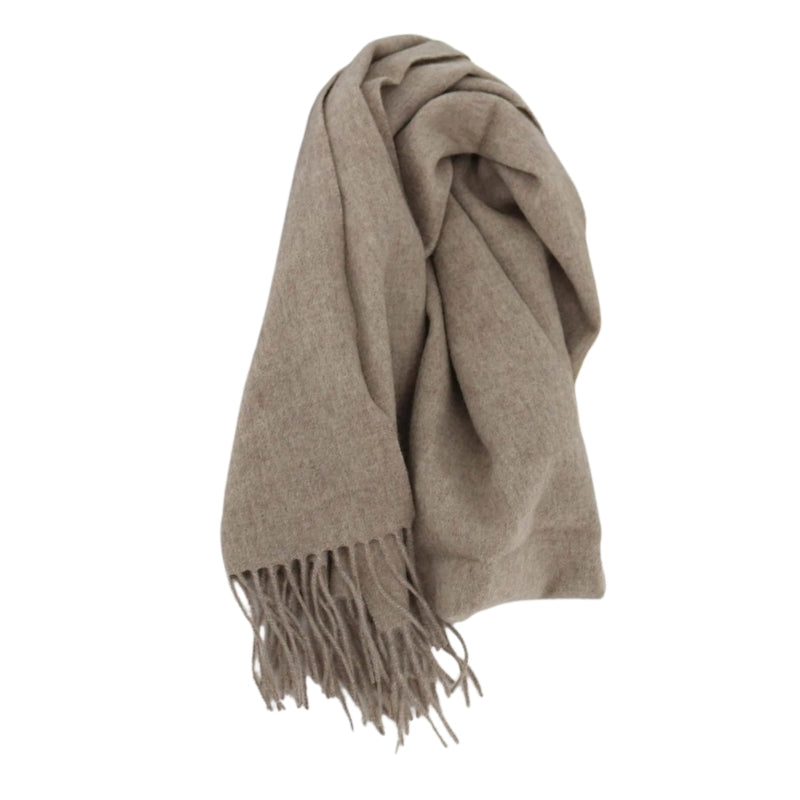 Écharpe en Laine Douce Beige Gris 165-30cm