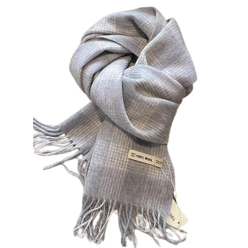 Écharpe Pure Laine Bleu Gris Clair 160*30cm