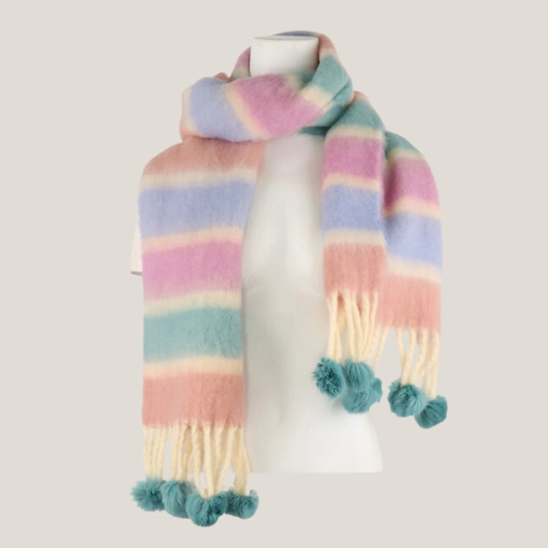 Longue et Grosse Écharpe Femme Vert et Lavande 210*35cm