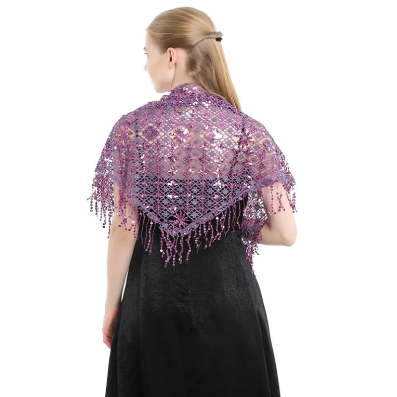 Châle à Sequins Violet et Lavande 150*60cm