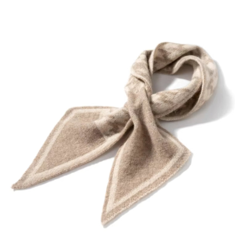 Echarpe Pied de Poule Beige et Taupe 90*11cm