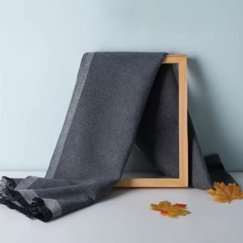 Echarpe Homme Longue Gris Charbon et Argent 180x30cm