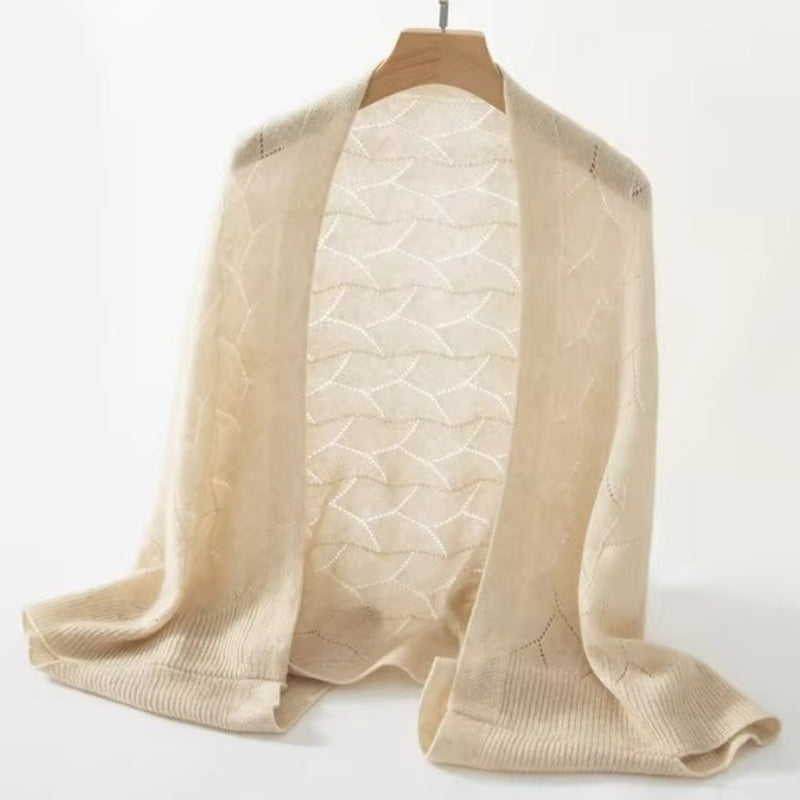Châle Laine Cachemire Beige Pêche 135*30cm