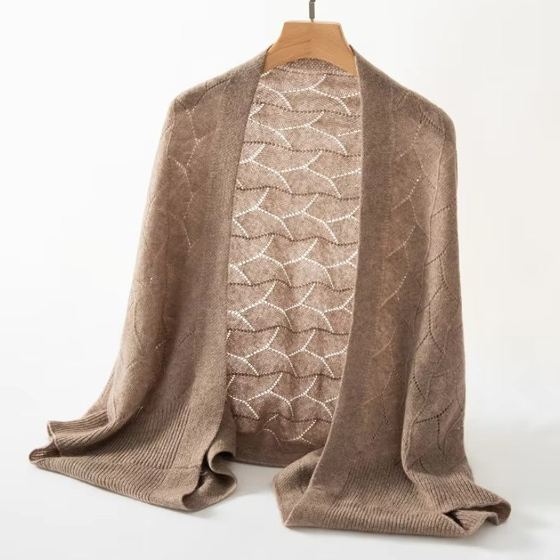 Châle Laine Cachemire Beige Sable 135*30cm