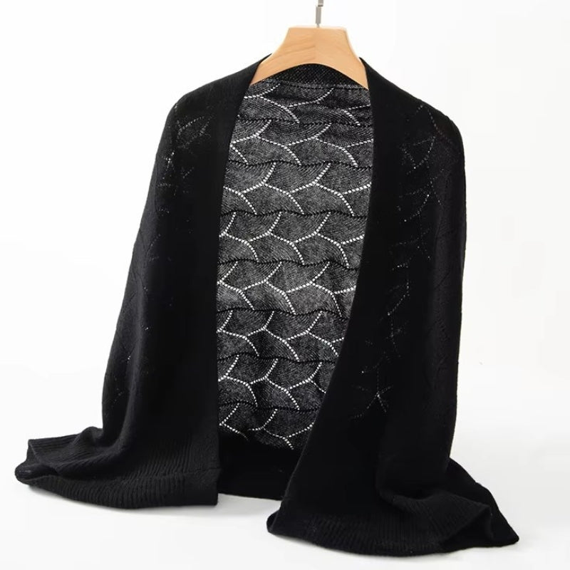 Châle Laine Cachemire Noir Ébène 135*30cm