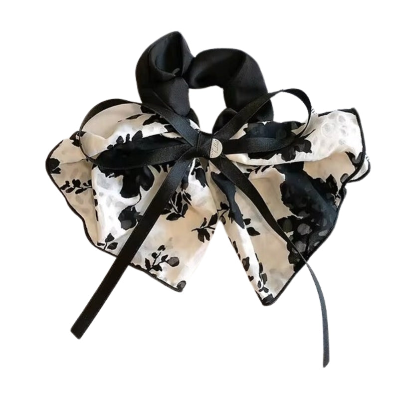 Chouchou Façon Foulard Blanc et Noir 