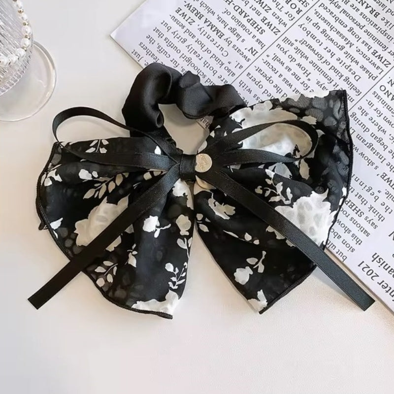 Chouchou Façon Foulard Noir et Blanc 