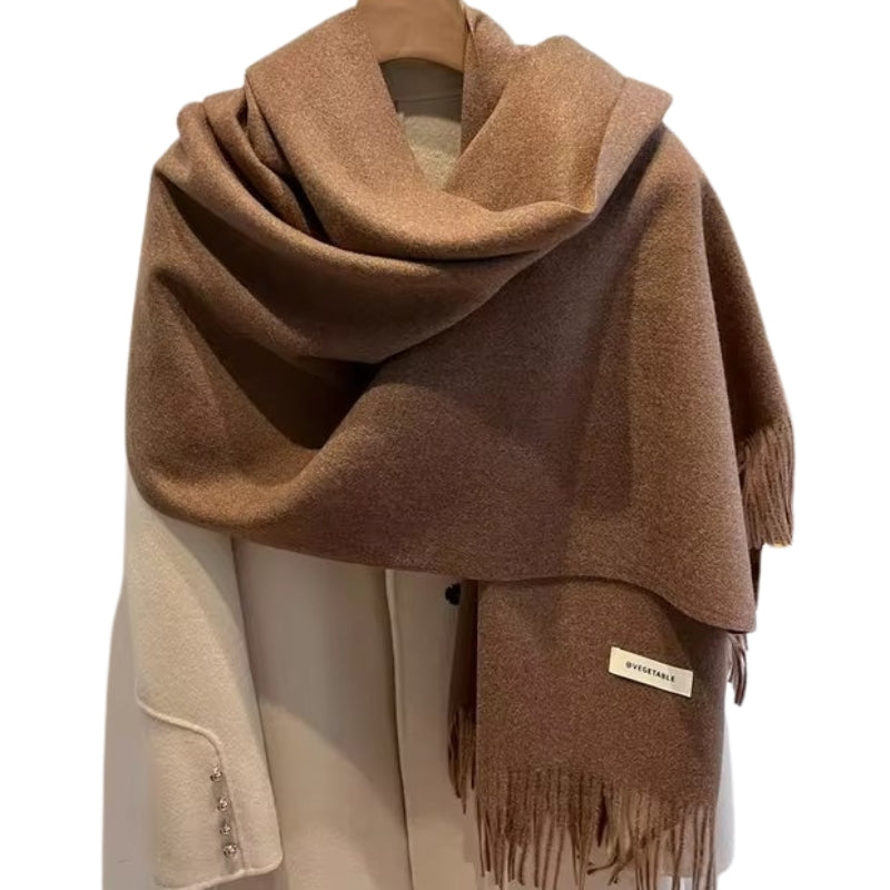 Echarpe à Franges Marron Clair 70*200cm