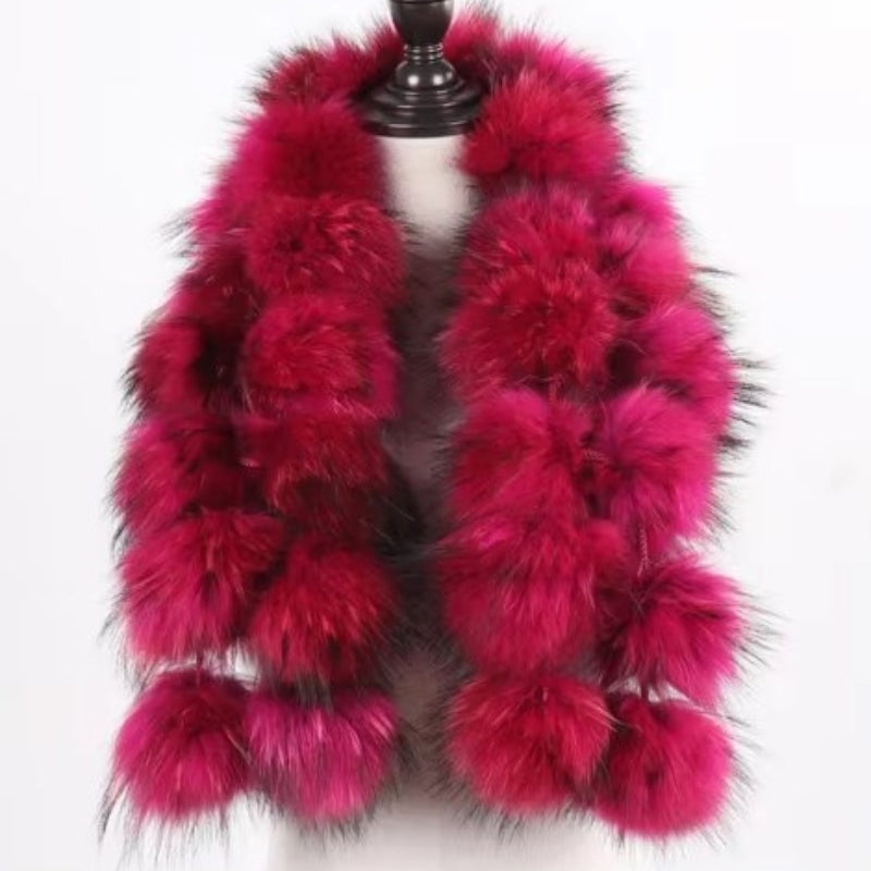 Echarpe en Fourrure Lapin Fuchsia 95x14cm