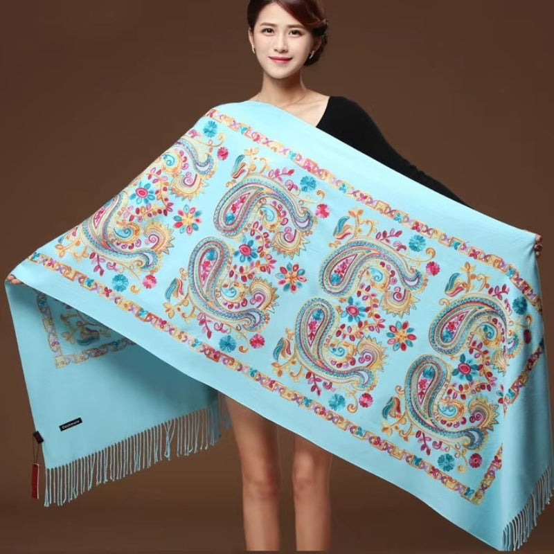 Etole Brodée Femme Bleu Pâle et Multicolore 200x70cm