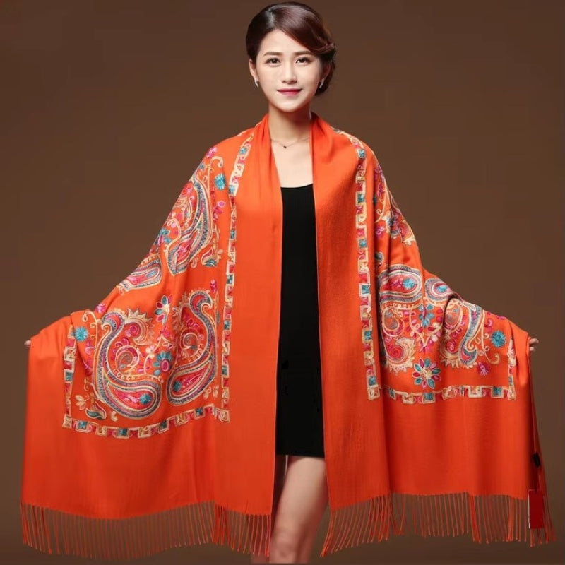 Etole Brodée Femme Orange et Multicolore 200x70cm