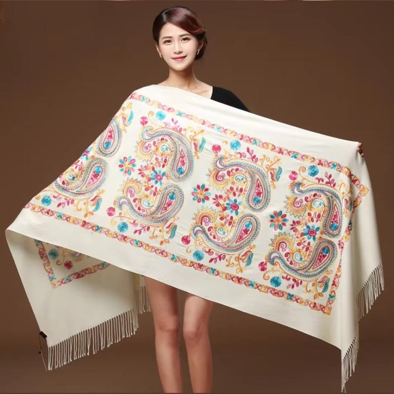 Etole Brodée Femme Beige et Turquoise 200x70cm