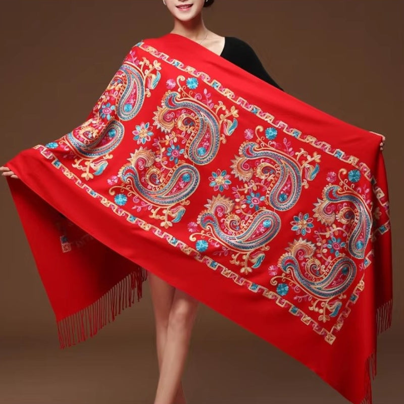 Etole Brodée Femme Rouge et Bleu Ciel 200x70cm