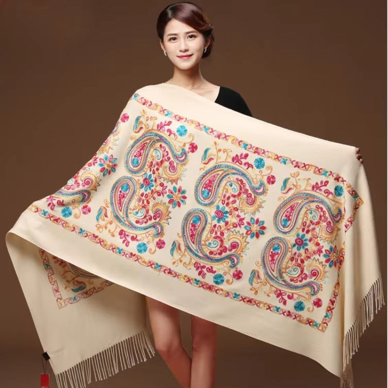 Etole Brodée Femme Beige et Multicolore 200x70cm