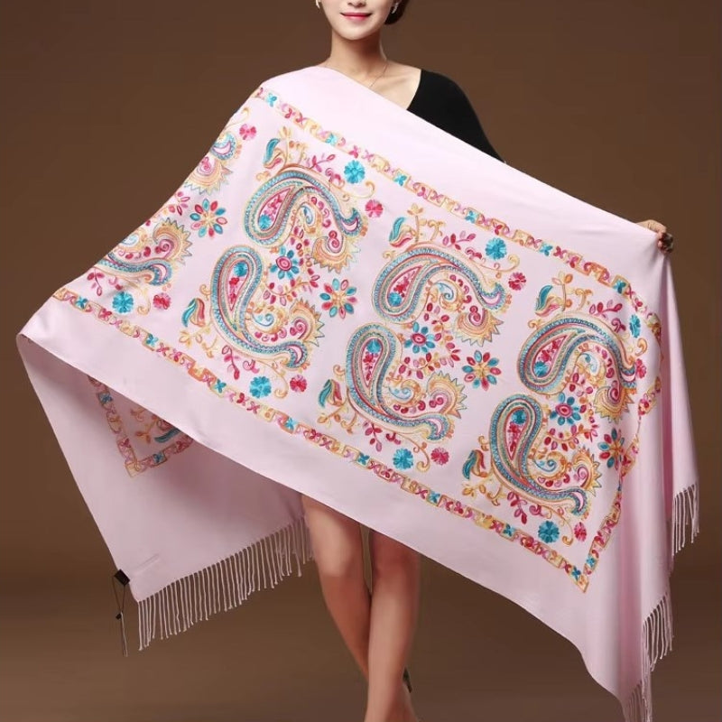 Etole Brodée Femme Rose Pâle et Turquoise 200x70cm