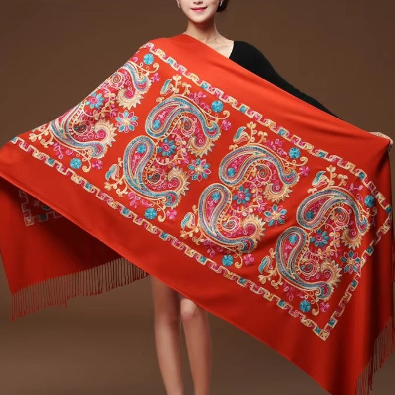 Etole Brodée Femme Rouge et Orange 200x70cm