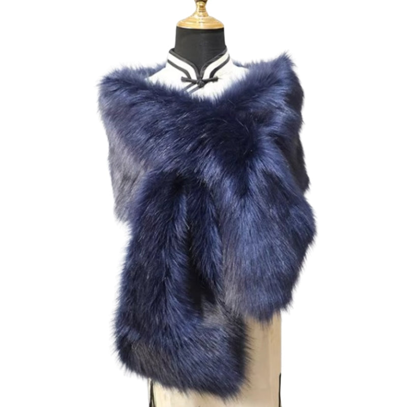 Etole Fausse Fourrure Bleu Nuit 160*22cm