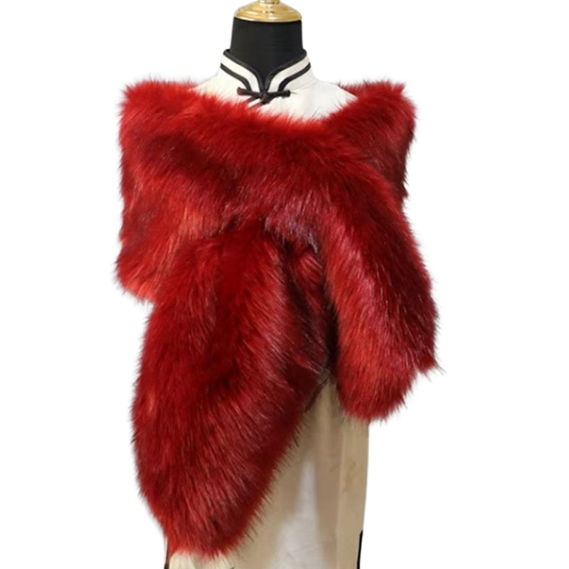 Etole Fausse Fourrure Rouge 160*22cm