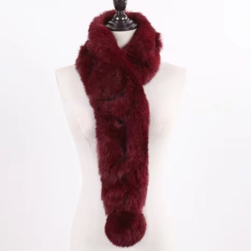 Echarpe Fourrure Femme Bordeaux 100cm