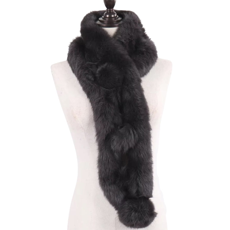 Echarpe Fourrure Femme Noir 100cm