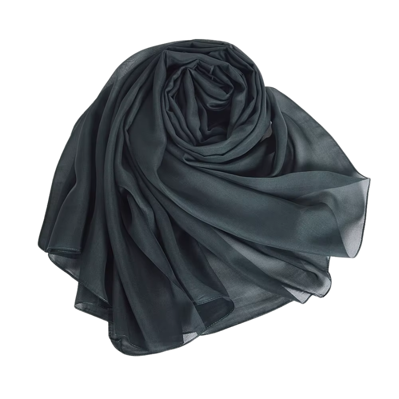 Foulard Soie Femme Chic - Noir - 175*55cm