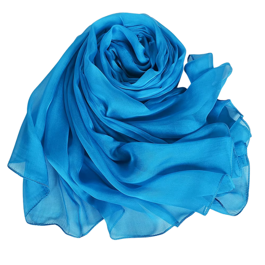 Foulard Soie Femme Chic - Bleu Clair - 175*55cm