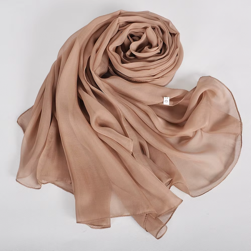 Foulard Soie Femme Chic roulé sur lui-même - Taupe