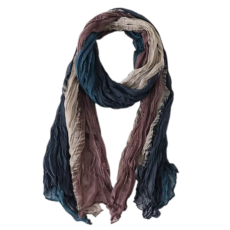 Chèche Femme Tendance Bleu Marine et Brun 75*195cm