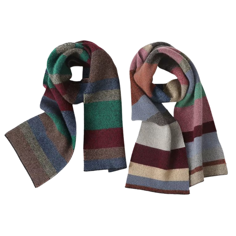 Écharpe Laine Fine Homme deux écharpes alignées - Patchwork Foncé - Patchwork Clair