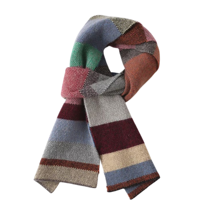 Écharpe Laine Fine Homme - Patchwork Clair - 100*20cm