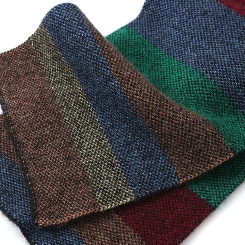 Écharpe Laine Fine Homme détails des motifs - Patchwork Foncé - Patchwork Clair