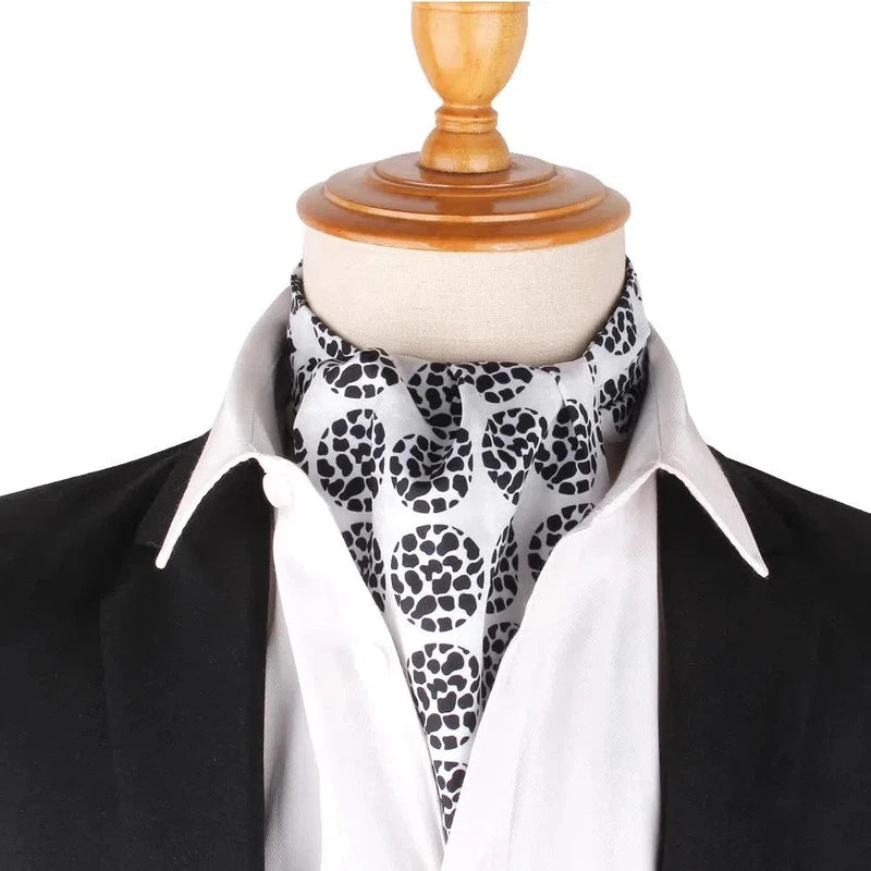 Foulard Ascot à Motifs Noir et Blanc 