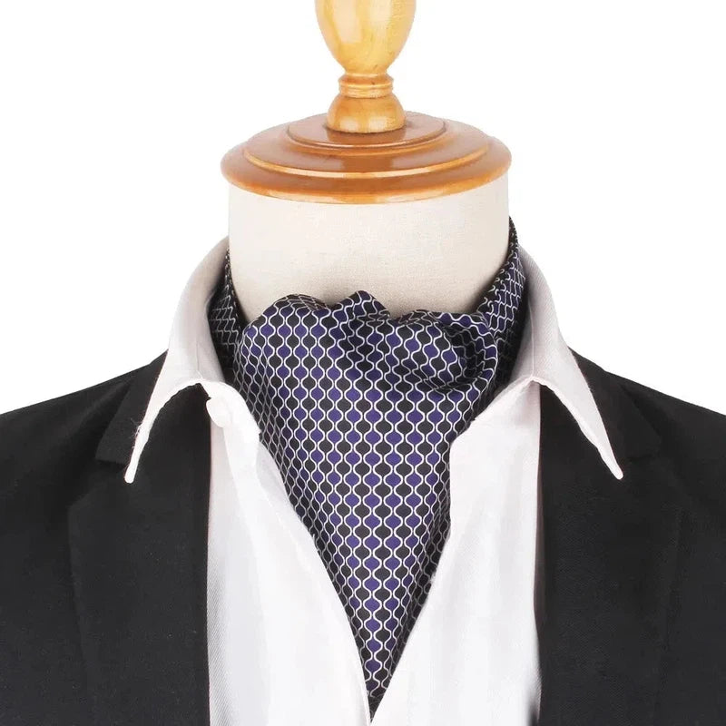 Foulard Ascot à Motifs Bleu à Motifs 