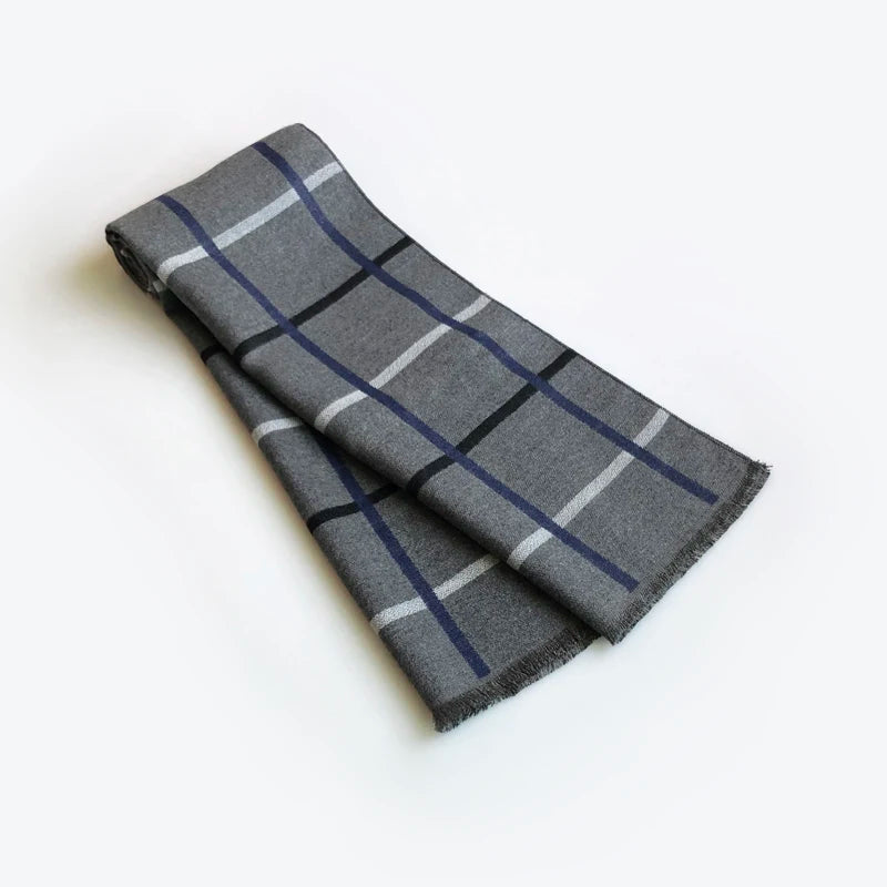 Echarpe Homme Hiver Gris et Bleu Marine 180x30cm