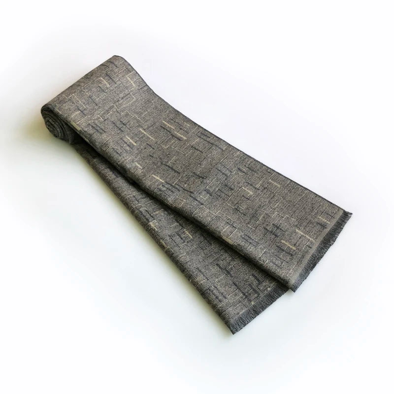Echarpe Homme Hiver Gris Foncé et Beige Clair 180x30cm