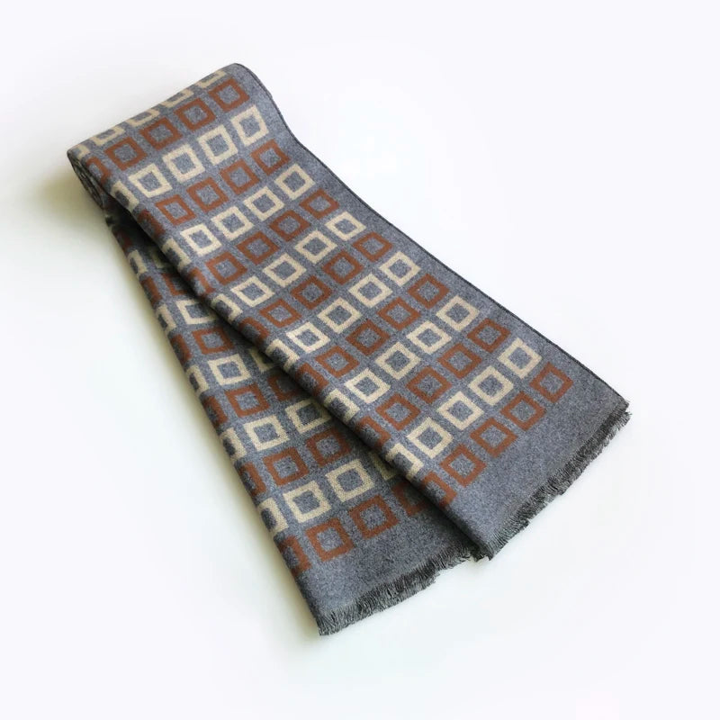 Echarpe Homme Hiver Gris et Beige 180x30cm