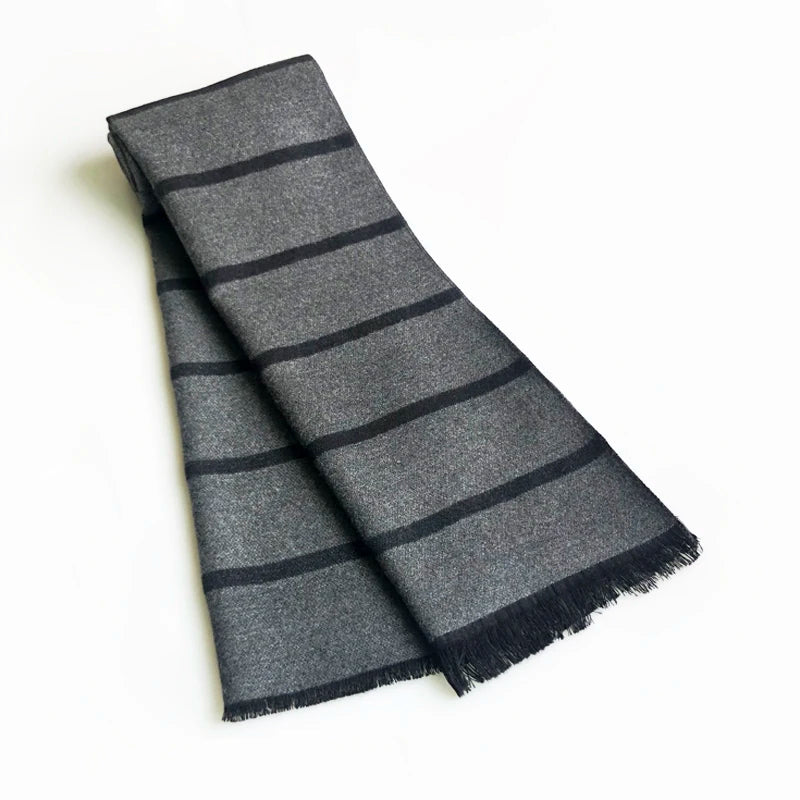 Echarpe Homme Hiver Gris Foncé et Noir 180x30cm