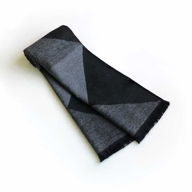 Echarpe Homme Noire Gris Foncé et Noir 180x30cm