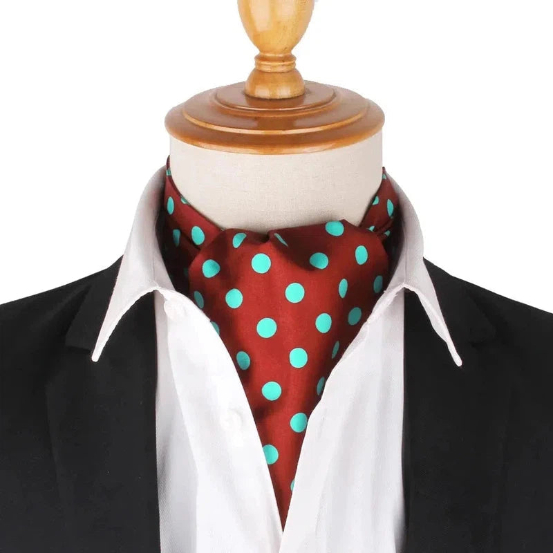Foulard Ascot à Motifs Marron et Turquoise 