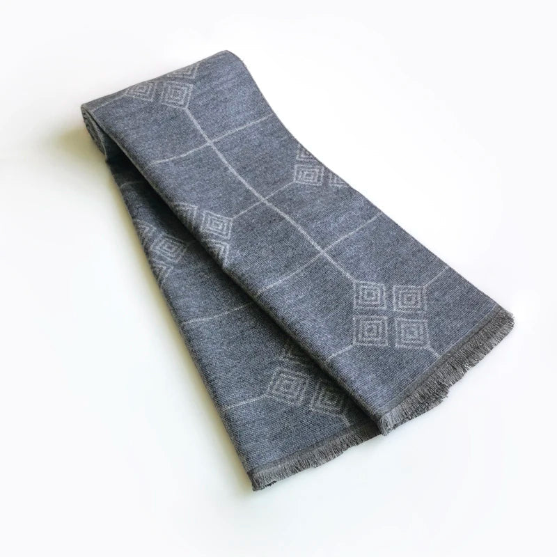 Echarpe Homme Hiver Gris à Motifs 180x30cm