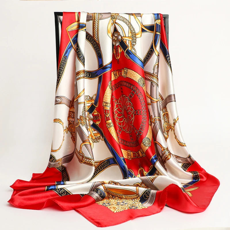 Foulard Carré 90x90 Corail et Crème 90*90cm