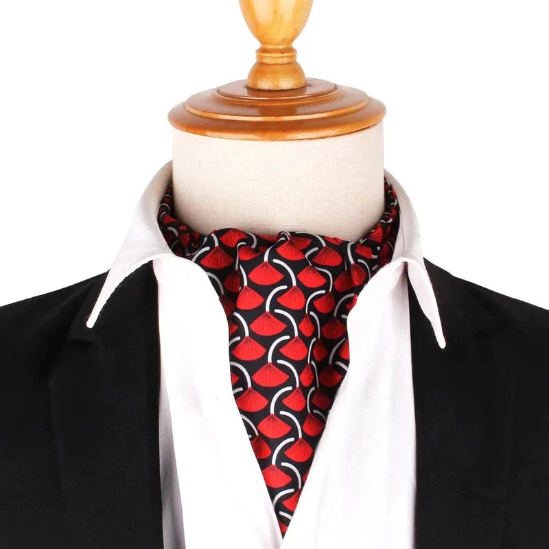 Foulard Ascot à Motifs Rouge et Noir 