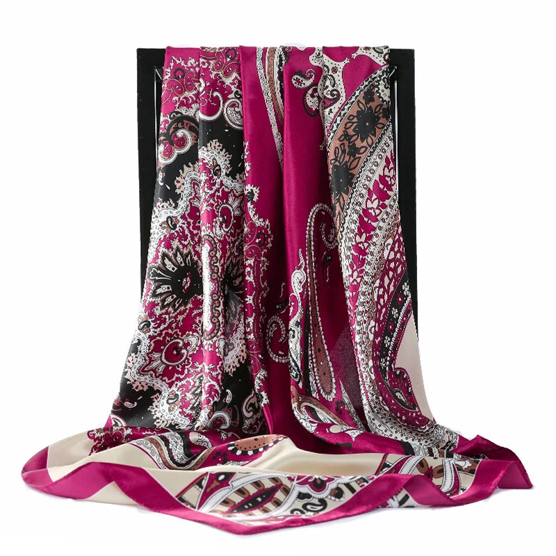 Foulard Carré 90x90 Fuchsia et Noir 90*90cm