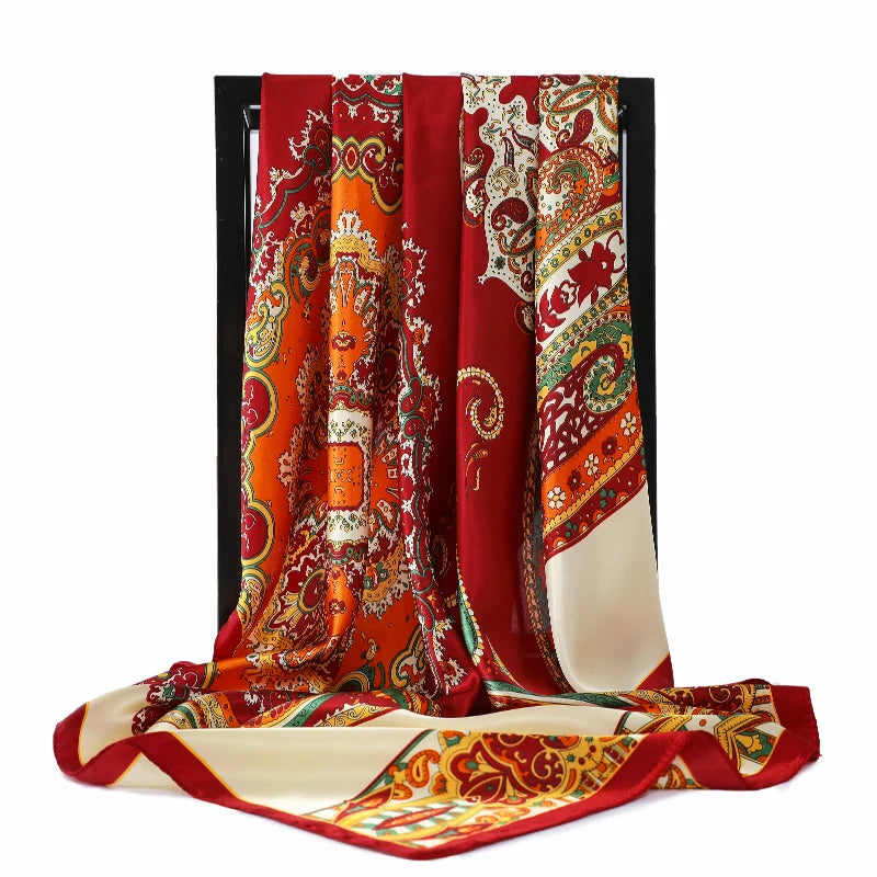 Foulard Carré 90x90 Rouge et Orange 90*90cm