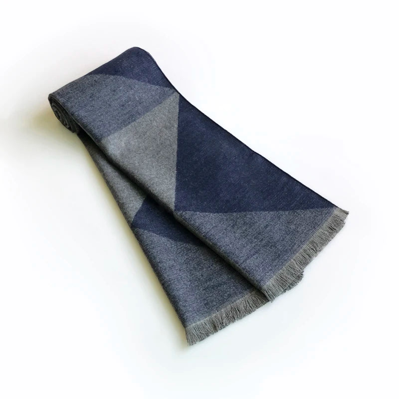 Echarpe Bleu Marine Homme Bleu Charbon et Gris Foncé 180*30cm