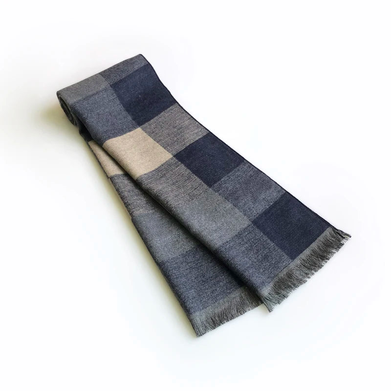 Echarpe Bleu Marine Homme Gris et Beige 180*30cm