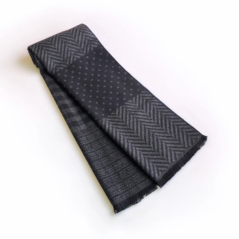 Echarpe Homme Noire Noir et Gris Foncé 180x30cm